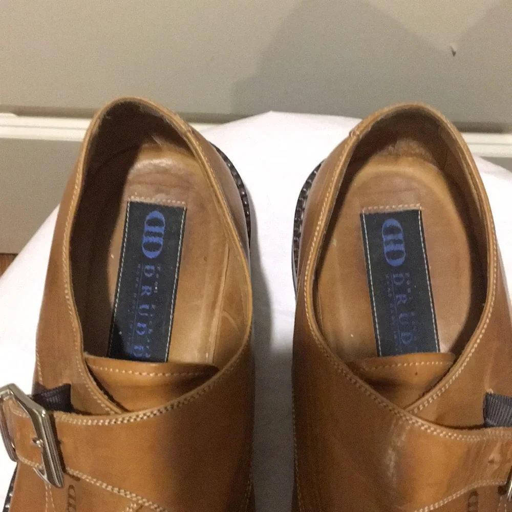 Drudd Leather buckle top cap dress shoe made in Italy size EU45 (11) camel brown
